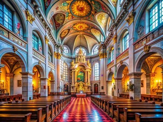 Obraz premium St. Michaelis Church Interior, Architectural Photography, Copy Space