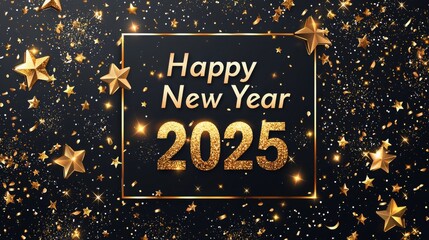 Golden Happy New Year Card Design for Celebrations