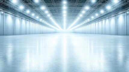 Obraz premium Modern Warehouse Interior with Bright Lighting Effects