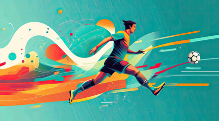 Obraz premium Soccer Player Shooting from Distance with Confidence