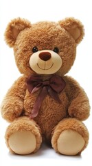 Obraz premium Soft Plush Teddy Bear with Brown Bow
