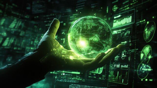 The Hand Holding Digital Globe