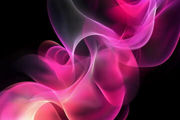 Obraz premium A vibrant swirl of pink and white gradients against a deep black background creates a captivating visual effect