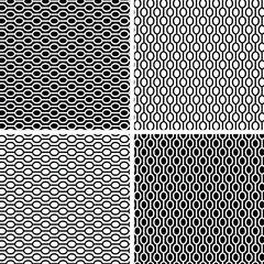 Abstract geometric seamless black white vector stripe pattern with ovals