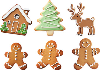 Naklejka premium christmas gingerbread house Cookie isolated on transparent background PNG, Dessert Christmas decoration