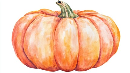 Obraz premium Watercolor Illustration of a Vibrant Orange Pumpkin
