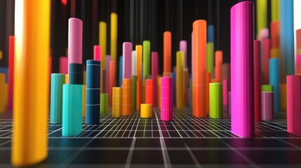 Obraz premium Colorful Abstract 3D Chart with Cylindrical Shapes