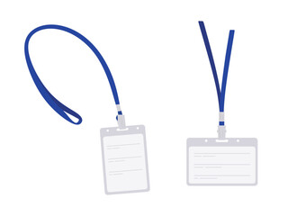 Identification card badge, employee ID. Vertical and horizontal badge for identifying employees in companies, seminars, trainings, presentations and other events. Flat vector illustration isolated