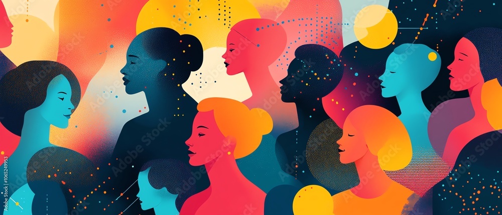 Poster creative depiction of interconnected individuals forming a network