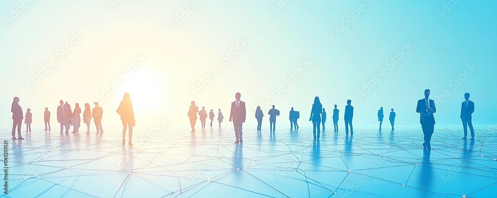Fototapete Creative image showcasing interconnected people and nodes representing technology and business networks