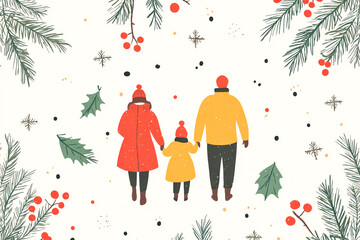 Marry Christmas Seamless pattern with Parents