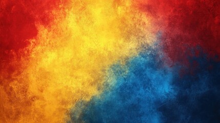 Obraz premium A vibrant abstract background blending red, yellow, and blue hues in a textured pattern.
