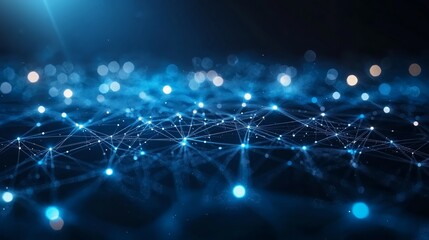 Obraz premium Blue and White Interconnected Dots and Lines Pattern