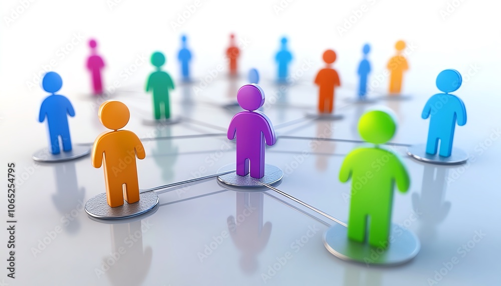 Poster stylized image of interconnected people in an online setting, symbolizing business and human resourc