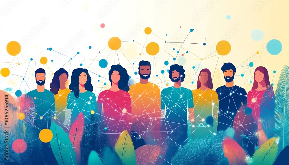 Aufkleber visual representation of a network of people linked by intricate lines