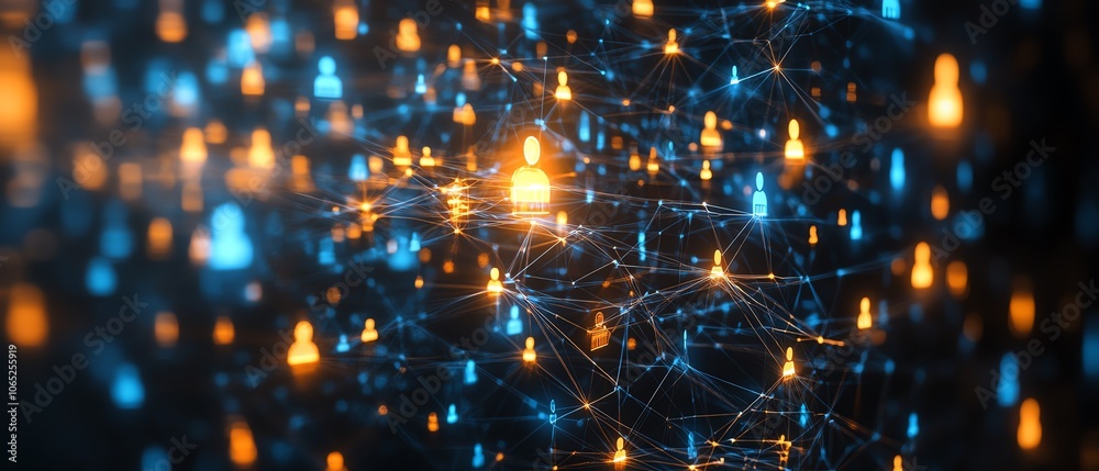 Aufkleber visual representation of a straightforward network of individuals connected online, emphasizing the 