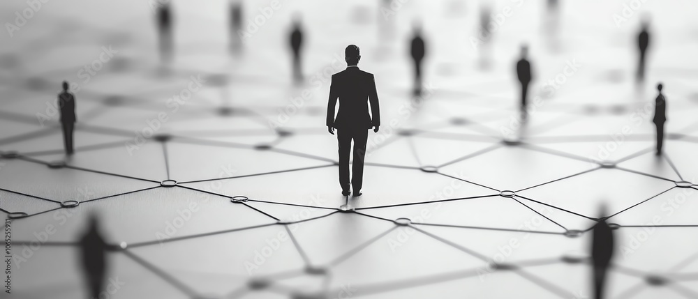 Poster visual representation of a straightforward network of individuals connected online, emphasizing the 
