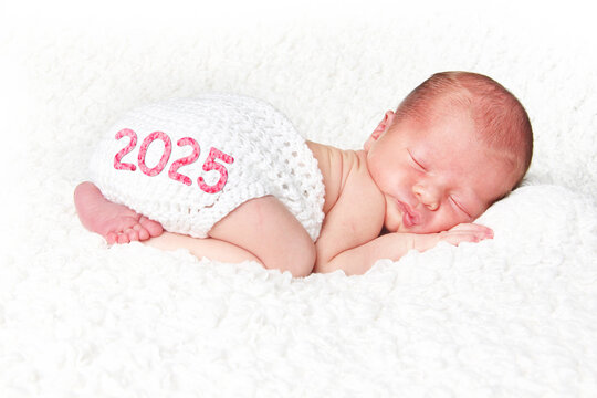 2025 baby. Happy New Year newborn infant. 