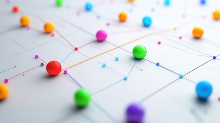 Obraz premium Colorful Network Connections with Abstract Shapes