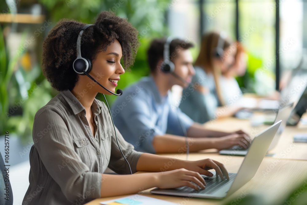 Aufkleber a diverse and techsavvy team of customer service representatives works together in a modern office u