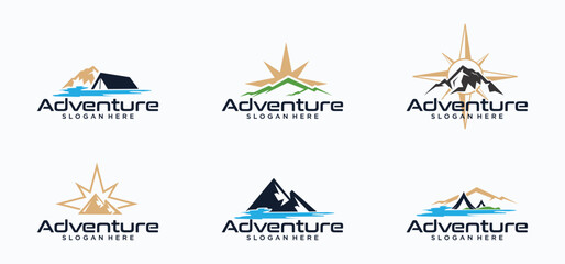 Adventurer logo design, mountain climbing logo, camping logo, adventurer logo vector.