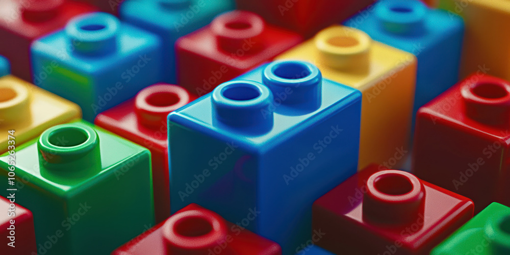 Aufkleber a row of colorful with one of the blocks being blue