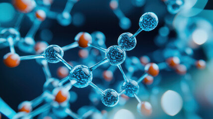 Close-up of molecular structures highlighting connections and interactions in a scientific context, showcasing vibrant colors.
