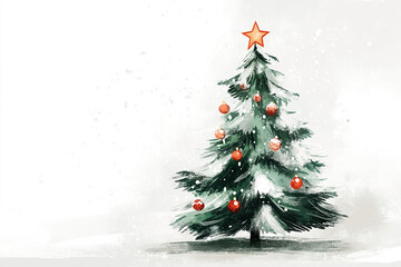 Obraz premium Elegant Christmas Tree on White Winter Background