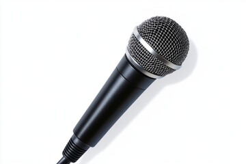 Close up of a professional microphone on a clean background. Perfect for media projects and music. Capturing sound with clarity and precision. Generative AI