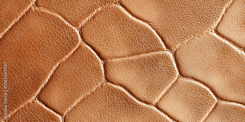 Poster a close up of a brown leather surface with a pattern of squares