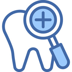 Obraz premium Vector Icon Dental Checkup, Dentist, Loupe, Dental Care, Tooth, Checked