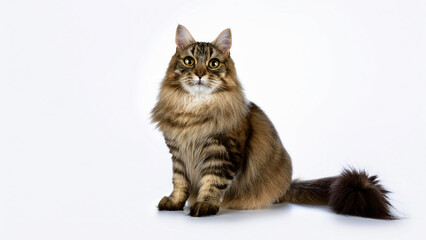 Obraz premium Siberian cat sitting on a white background.