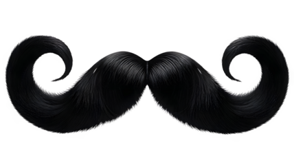 Black mustache isolated on a white background. PNG transparent.