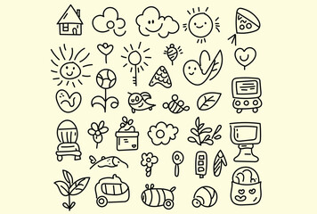 hand drawn icons set