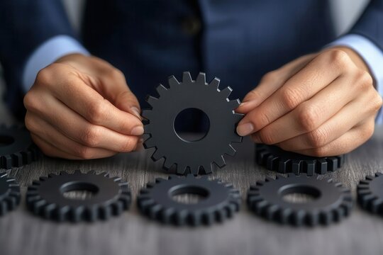 Hands adjusting shifting gears, representing an adaptable mindset for achieving business goals