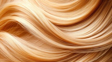 Luxurious golden hair with smooth, flowing texture and soft waves creates elegant and vibrant look. highlights enhance overall shine and depth