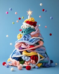 Colorful Yarn Tree with Decorative Ornaments