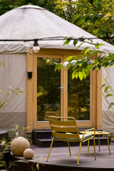 Exterior and entry to yurt