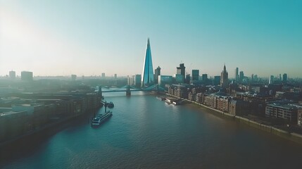 Fototapeta premium Majestic Aerial Cityscape of London's Iconic Landmarks and River Thames