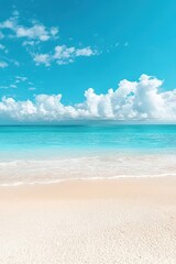 Obraz premium Empty beach with a vast horizon, isolated to emphasize peaceful, open space