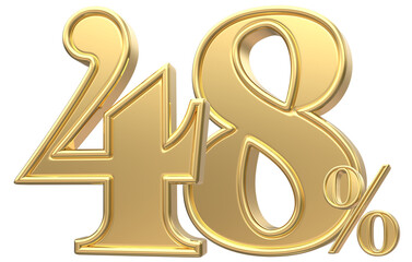Obraz premium 48 Number Percent Gold 3D Render