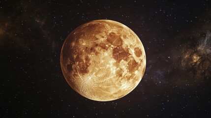 Stunning Close-Up of a Vibrant Full Moon Against a Starry Background