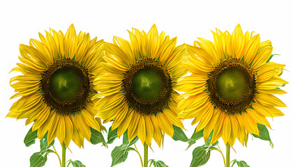 Naklejka premium Sunflowers isolated on white background