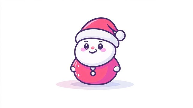 Pupazzo con berretto di Babbo Natale, semplice illustrazione vettoriale piatta con sfondo bianco dove inserire testi augurali