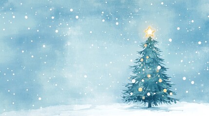 Obraz premium Serene Winter Scene with Snowy Christmas Tree