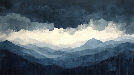 Obraz premium Rain clouds in layered diamonds, in shades of gray and dark blue