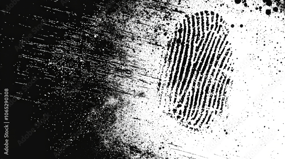 Poster the intricacy of a fingerprint is highlighted against an artistic black and white backdrop, showcasi