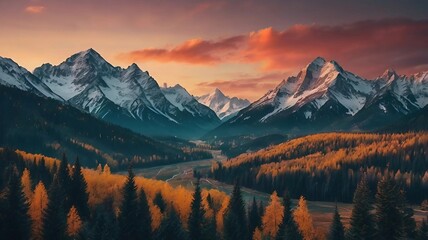 Obraz premium Aesthetic mountain background wallpaper