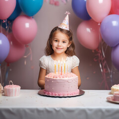 A very beautiful and elegant little girl celebrates her birthday