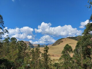 Mountains view with clouds on the horizon